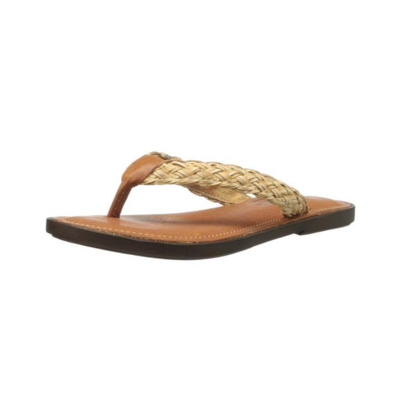 ANTHROPOLOGIE Sandal SBICCA Leather Thong Hand Made Tan Brown Flip Flop Size 7.5 - Picture 5 of 12